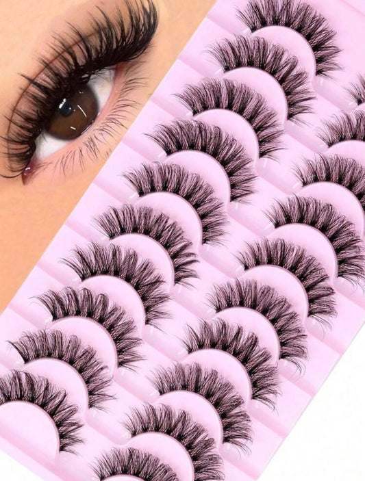 10 paires de faux cils d'œil de chat, faux cils naturels, doux et volumineux, en curl 3D épais, cils frisottants qui ressemblent à des extensions de cils, pack de faux cils - Girlzbox