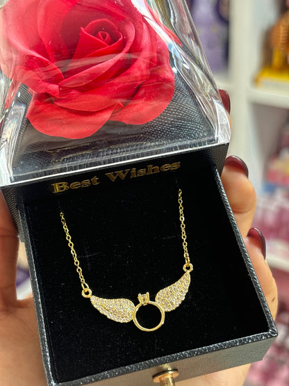 Boite cadeau avec tiroir et fleur et collier en acier inoxydable - Girlzbox