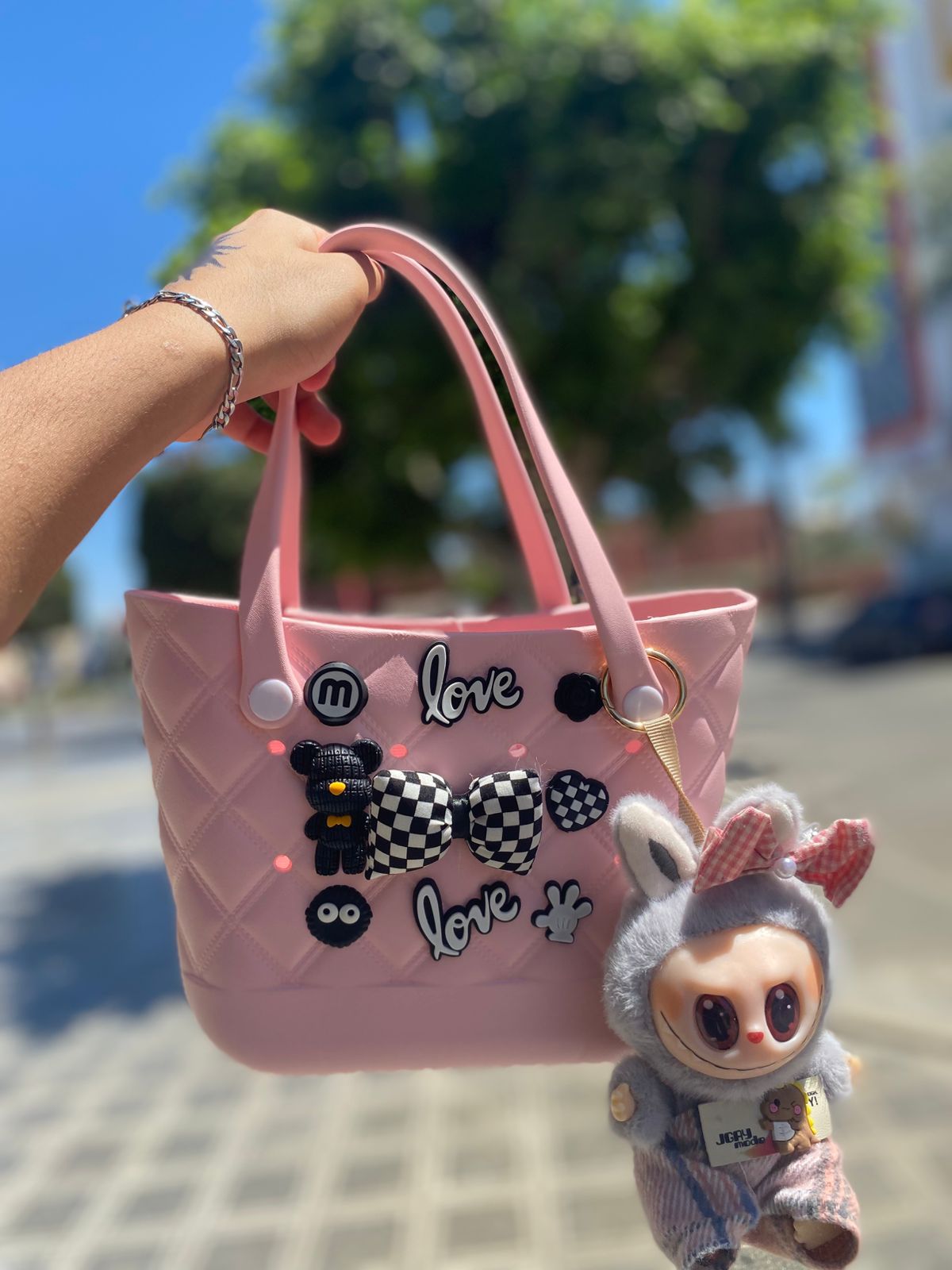 Sac croks trendy avec motif sans le pleuche - Girlzbox
