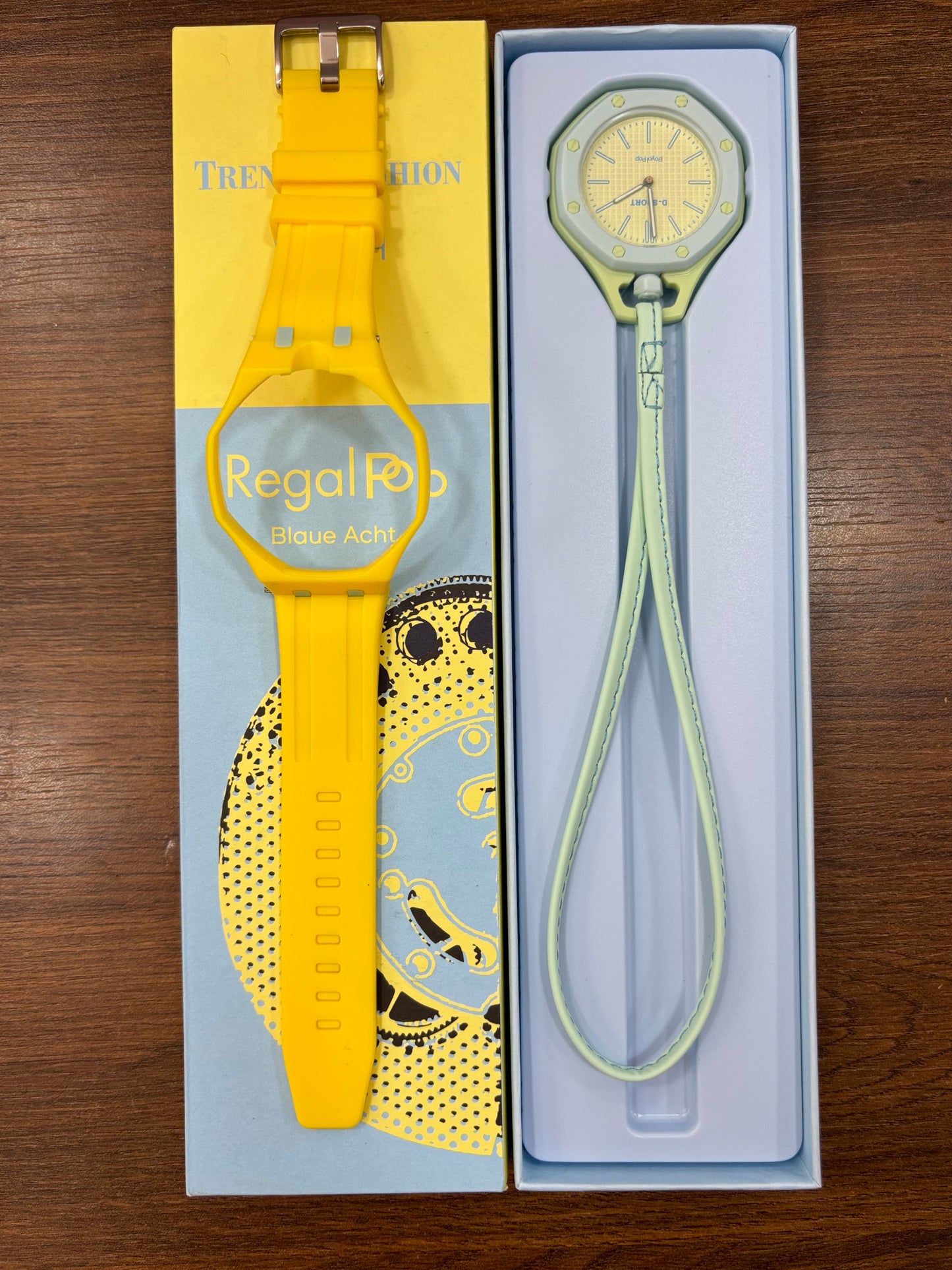 Watch trendy d-sport bleu ciel jaune - Girlzbox