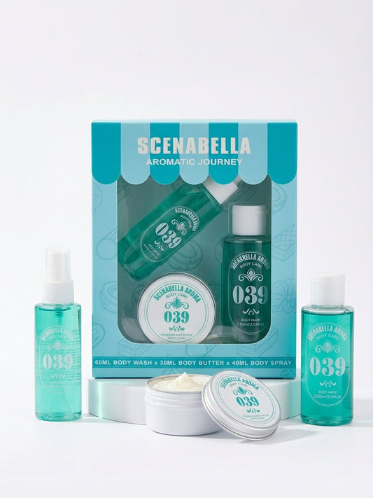 Pack scenabella 3pcs brume pour le corps gel douché crème hydratante