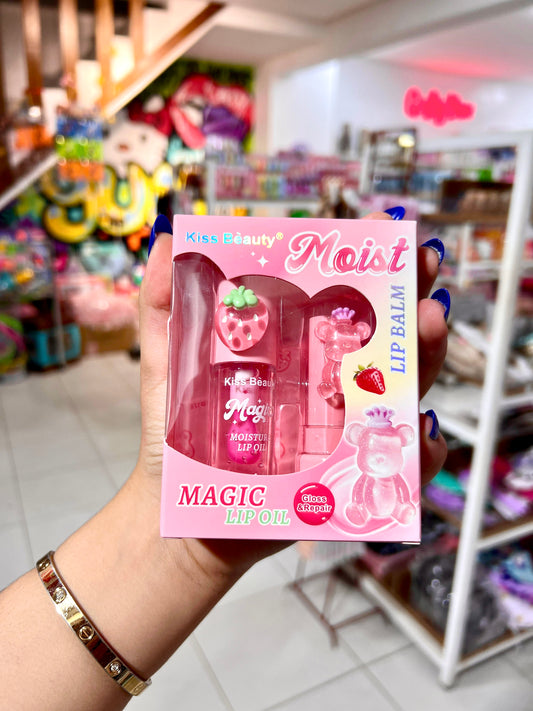 Moist duo lip gloss and lip balm cute -  Girlzbox