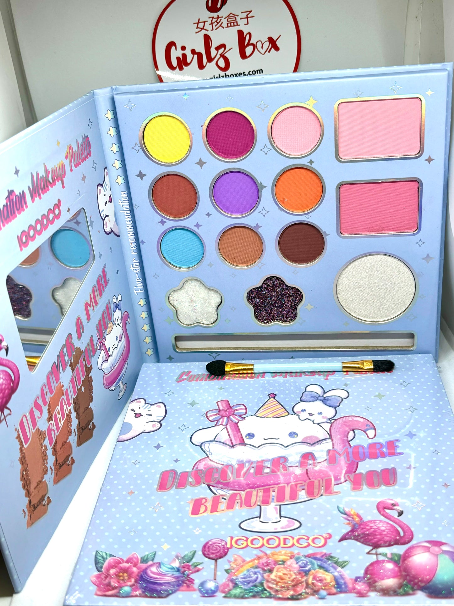 Palette pour fille fards à paupières fards à joue highlight pinceaux miroir - Girlzbox