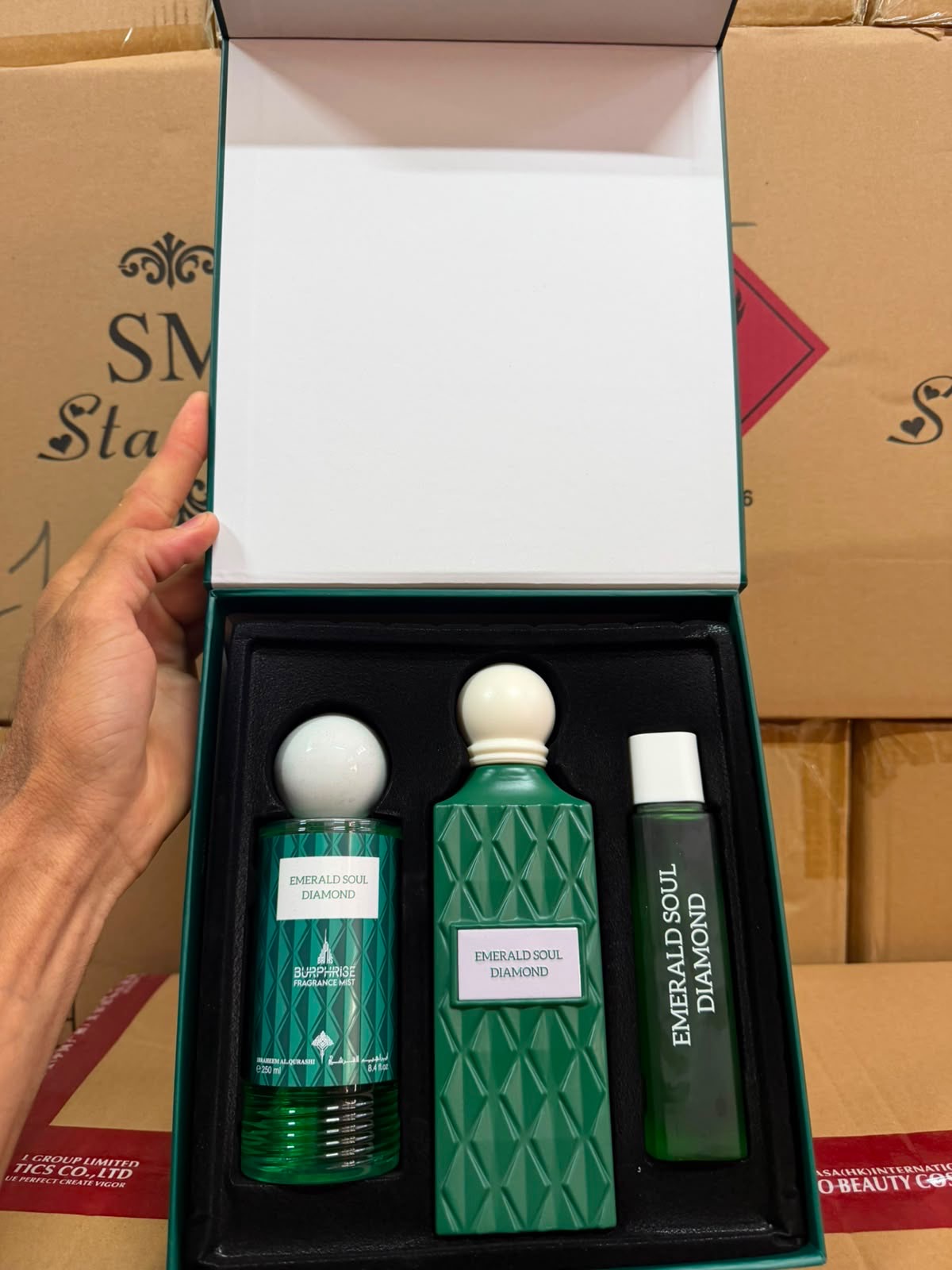 Rafraichissant poudré Emerald soul diamond coffret 3pcs eau de parfum luxe packaging cadeau - Girlzbox