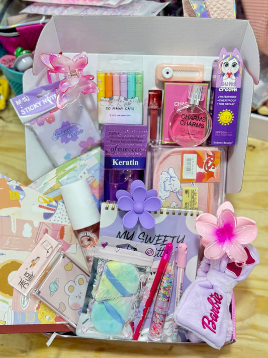 Big back to school box fourniture scolaire et accessoires pour les cheveux parfum - girlzbox