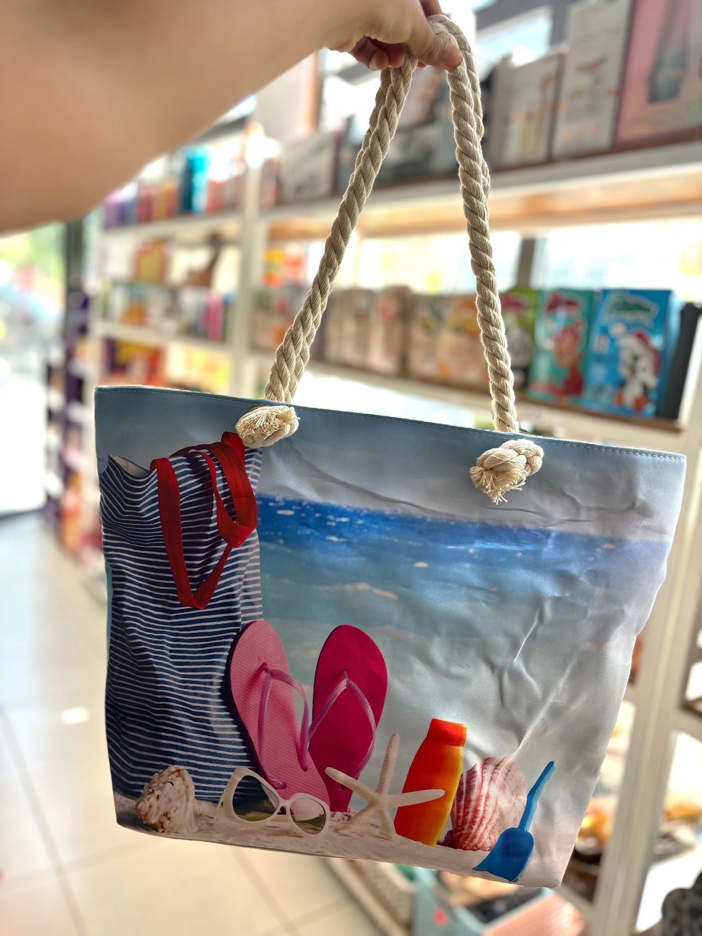 Grand sac pour la plage motif aléatoire promotion - Girlzbox