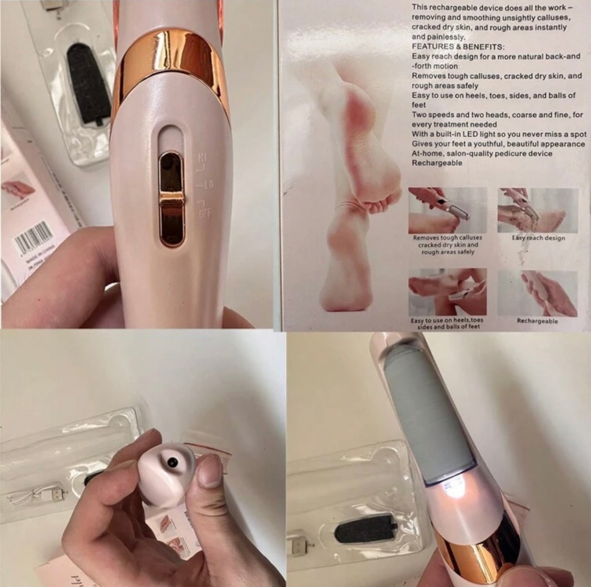 1 pièce Machine de retrait de la peau morte des pieds électrique, broyeur de pied électrique, fichier de pied électronique, lime électronique créative pour outil exfoliant domestique, lime de pied rechargeable pour éliminer la corne des pieds, kit de soin
