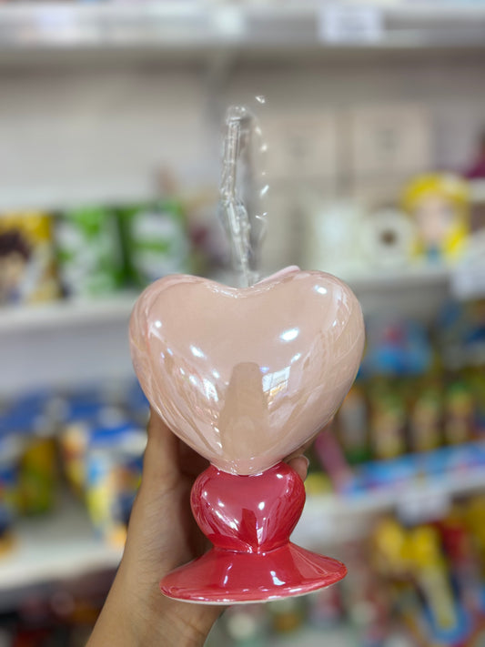 Mug verre en céramique avec paille coeur - Girlzbox
