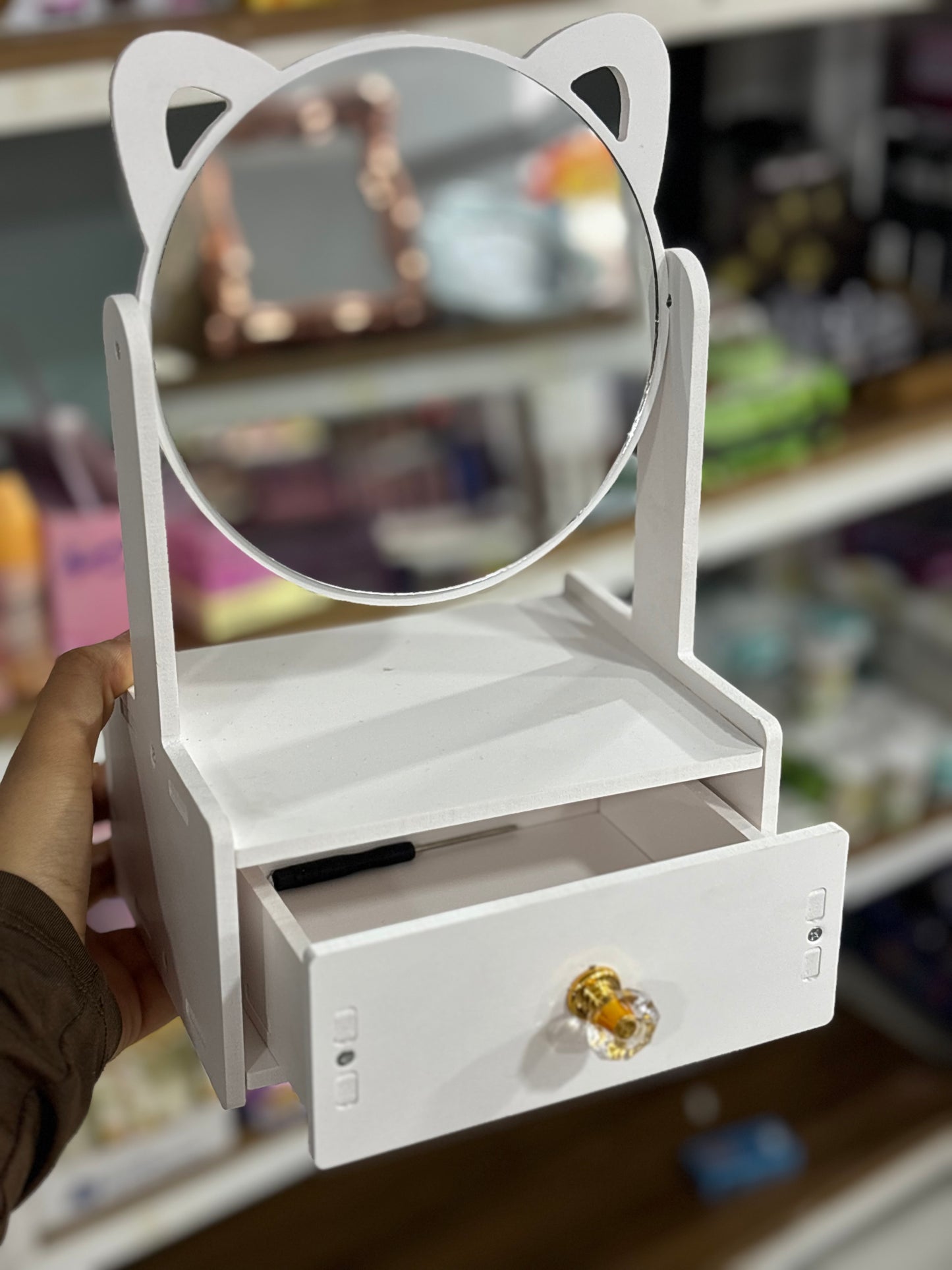 Miroir avec rangement très pratique en bois - Girlzbox