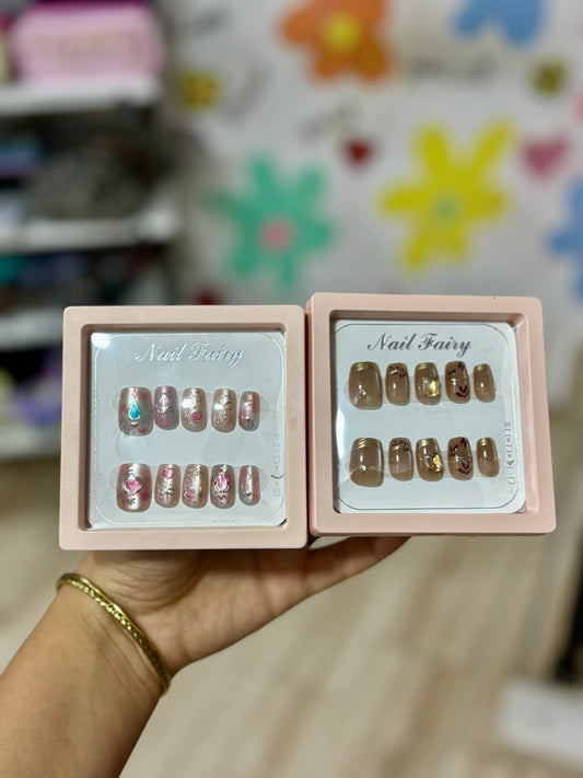 Faux ongles effet gel à motif une pièce la couleur aléatoire -