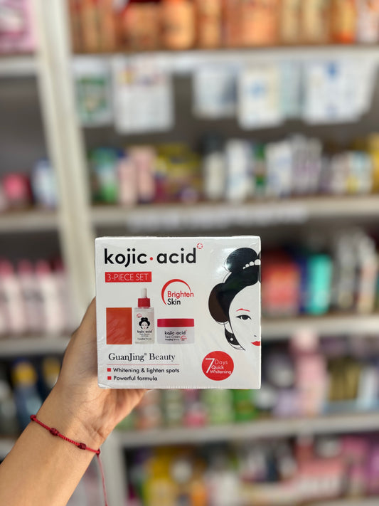 Pack promotion kojic acid 3pcs savon sérum hydratant et crème hydratante pour le visage - Girlzbox
