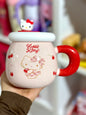 Mug avec couvercle et paie en céramique hello kitty decor - Girlzbox