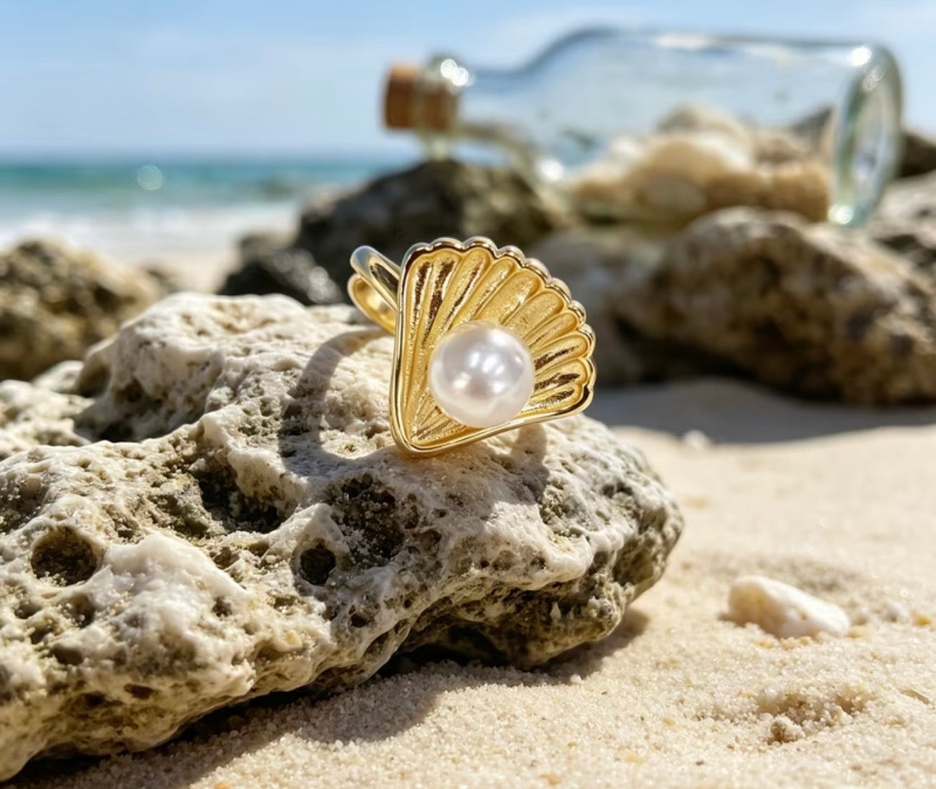 Bague coquillages tendance - Girlzbox