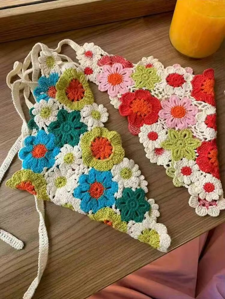 1 pièce Bonnet en crochet fait main, accessoire pour cheveux à couronne haute pour femmes, accessoire de plage polyvalent et à la mode pour l'été