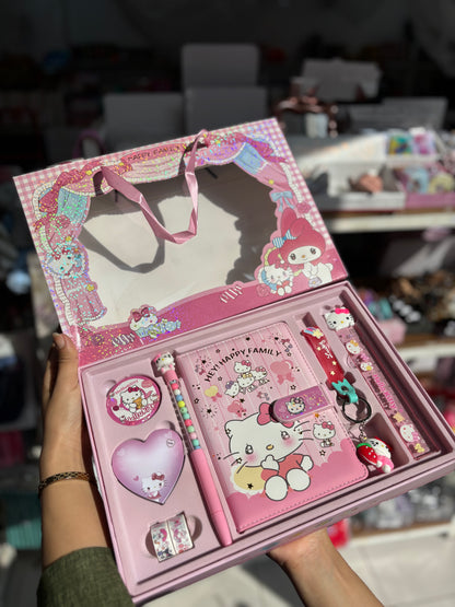 Coffret cadeau hello kitty pour fille bloc notes stylo porte clé - Girlzbox