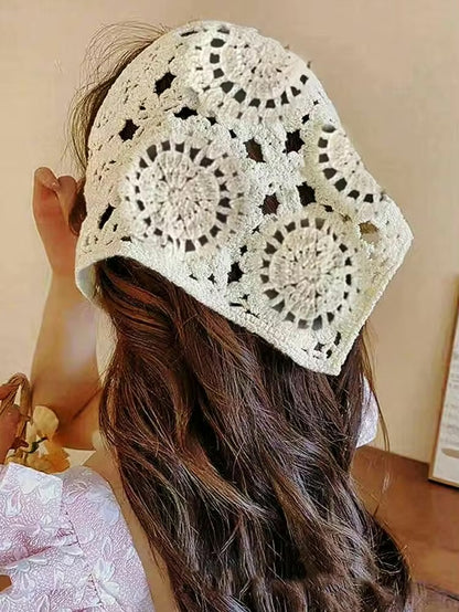 1 pièce Bonnet en crochet fait main, accessoire pour cheveux à couronne haute pour femmes, accessoire de plage polyvalent et à la mode pour l'été