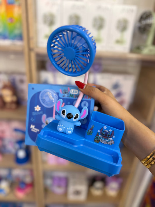 Ventilateur stitch électrique portable  et porte stylo décoration bureau - Girlzbox