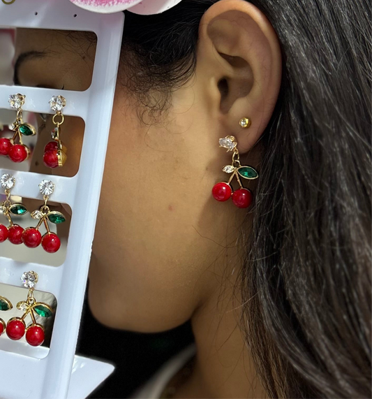 Boucles d’oreilles cerise tendance été cherry