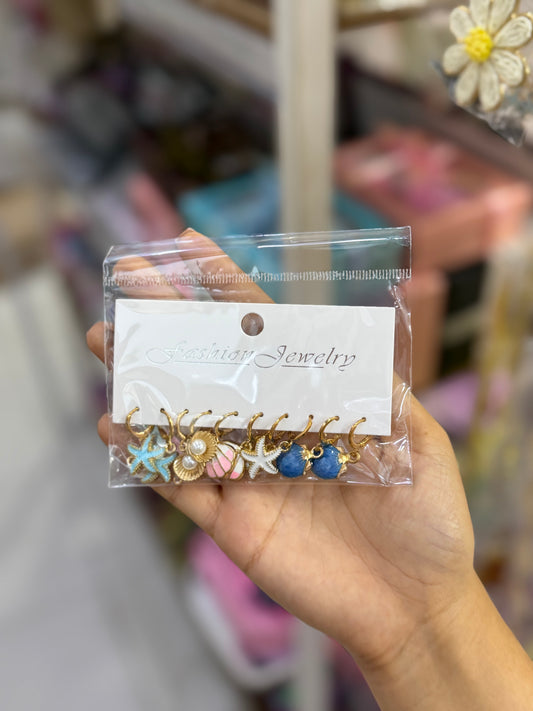 Pack 5 boucles d’oreilles coquillages summer accessoires pinterest - Girlzbox