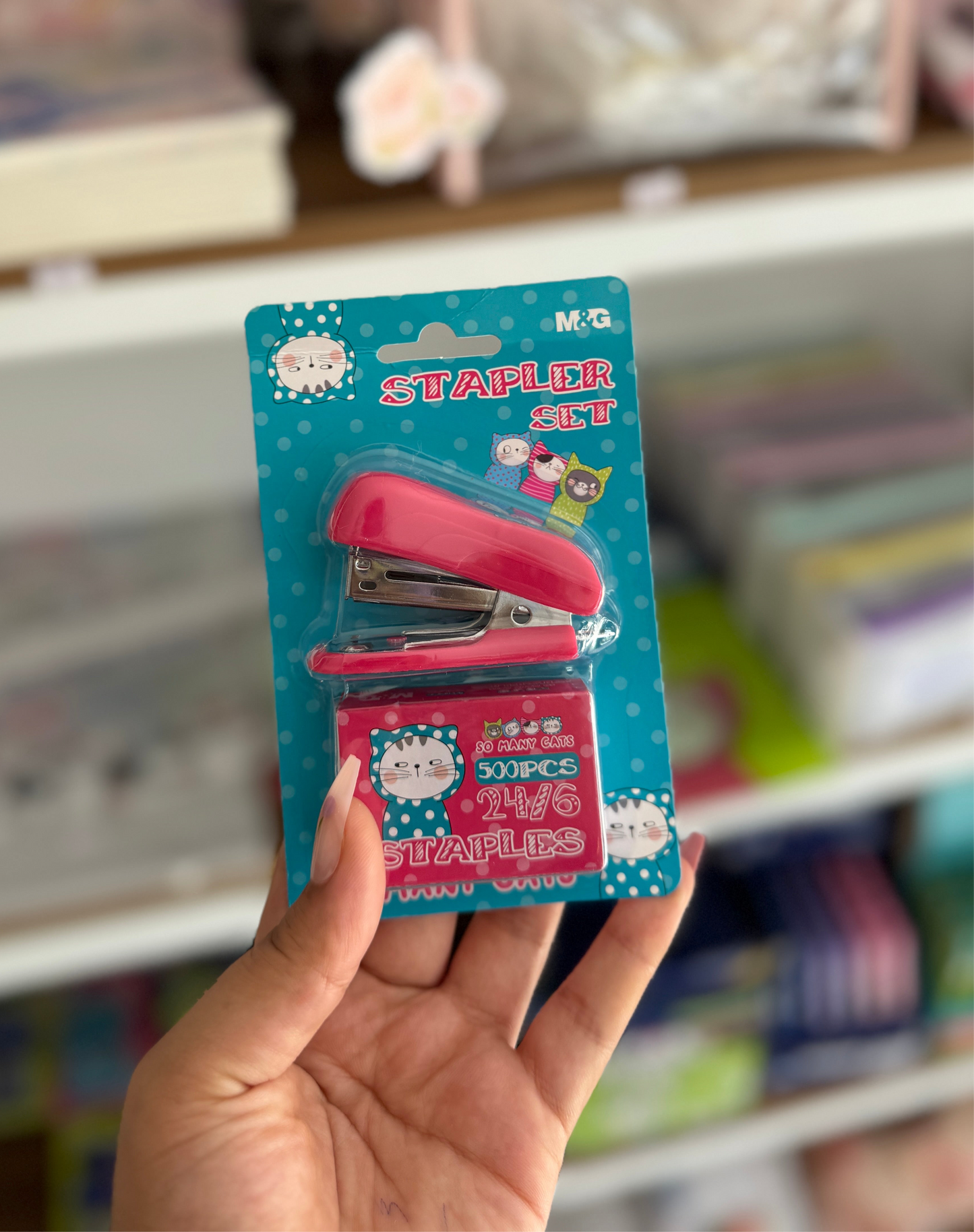 Agrafeuse Stapler set pink - back to school