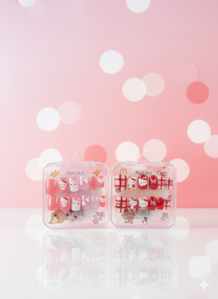 Faux ongles pour filles avec colle double face facile à appliquer et à retirer 1 pack - Girlzbox