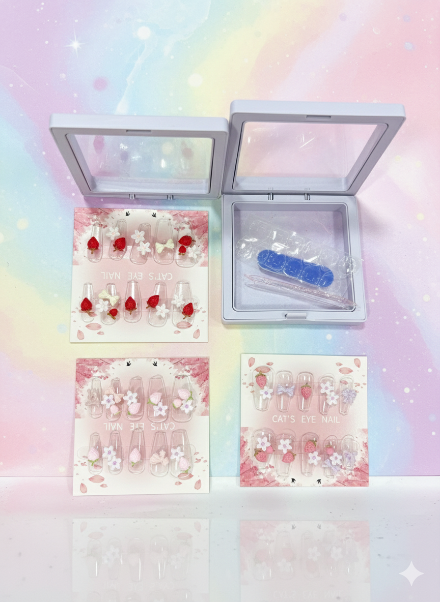 Faux ongles avec colle double face et lime facile à appliquer et retirer - Girlzbox