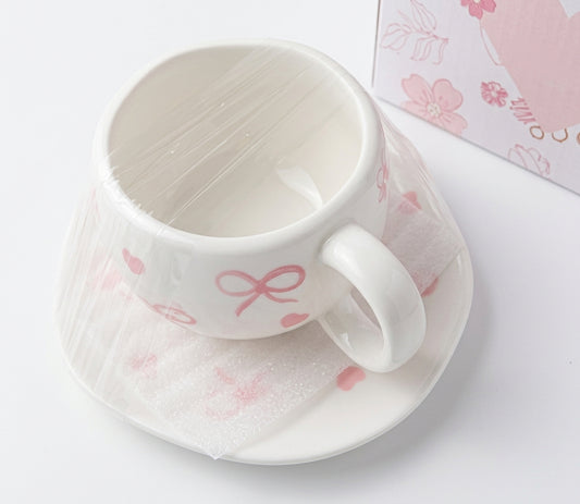 MUG + ASSIETTE VERRE CERAMIQUE PINTEREST NOEUD CUTE - GIRLZBOX