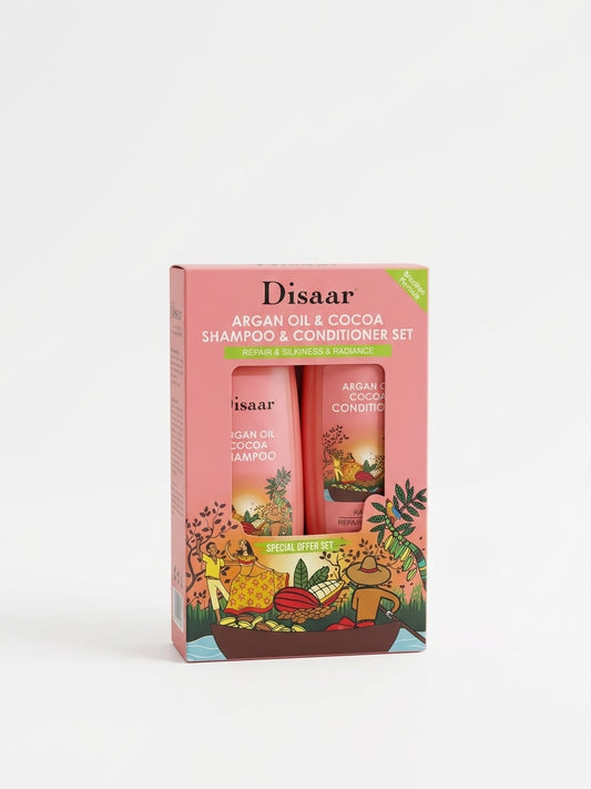 Ensemble Shampoing et Après-Shampoing Disaar à l'Huile d'Argan et au Cacao