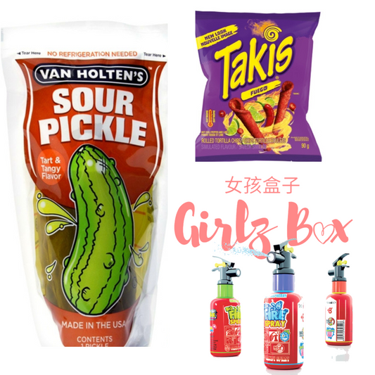 Sour pickle kit challenge Takis fuego candy spray - Girlzbox