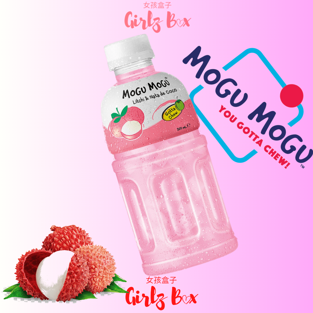 Mogu mogu lychee  litchy flavored drink with nata de coco 320ML - Girlz box