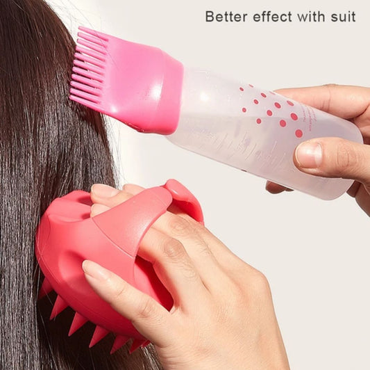 2x Bouteille à huile et brosse pour massage et bouteille cheveux hair care - Girlz box